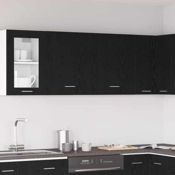 vidaXL Riippukaapit - 2 pakkausta - Musta tammi, 100x31x60 cm - Valmistettu teknisestä puusta