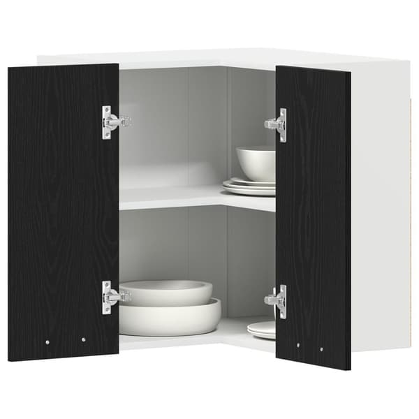 vidaXL Køkkenskab Sort eg Konstrueret træ 57 x 57 x 60 cm 2 Døre