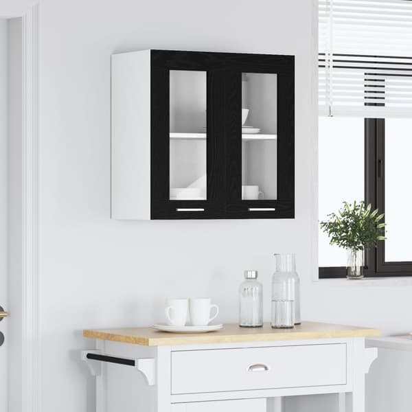 vidaXL Lasikaappi Mustassa Tammi - 60x31x60 cm