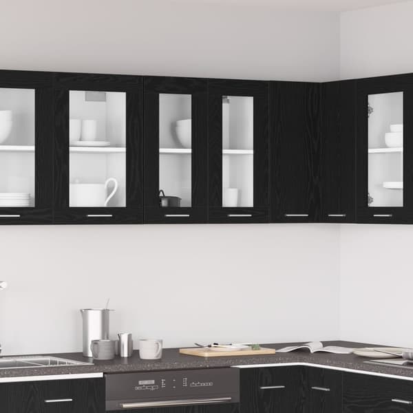 vidaXL Lasikaappi Mustassa Tammi - 60x31x60 cm