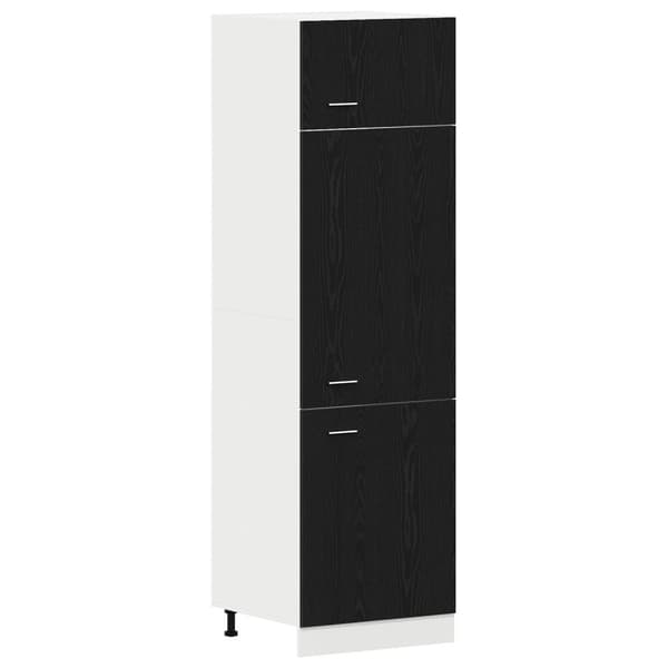 vidaXL Køkken Skab Sort eg Konstrueret træ 60 x 31 x 207 cm Døre