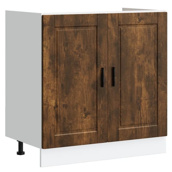 vidaXL Benkeskap Porto med vask Røkt eik 80x46x84,5 cm Konstruert tre