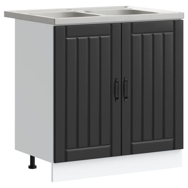 vidaXL Kjøkkeninnredning ""Lucca"" med Doble Servanter, Svart, Laget av tre