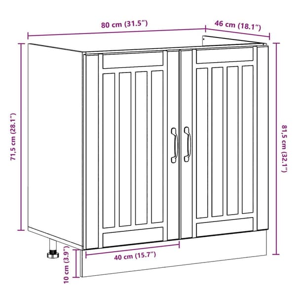 vidaXL Sæt af 2 Sort Træ 80x46x81.5 cm Justerbare fødder