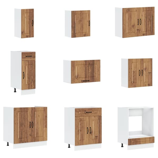 vidaXL Kökskåp Set av 2 Gammalt trä Konstruerat trä 80 x 46 x 81.5 cm