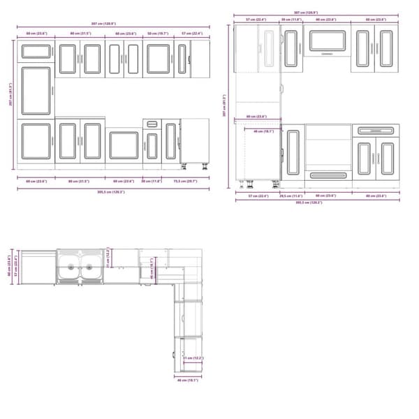 vidaXL Kökskåp Set av 2 Gammalt trä Konstruerat trä 80 x 46 x 81.5 cm