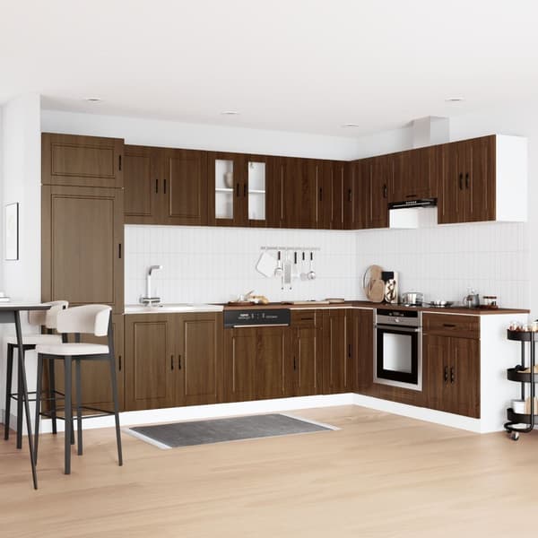vidaXL Set med 2 Brun ek Konstruerat trä 80x46x81.5 cm Diskbänksskåp