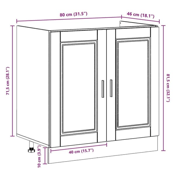 vidaXL Sæt af 2 Beton grå Konstrueret træ 80x46x81.5 cm