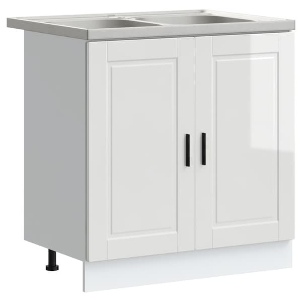 vidaXL Sæt af 2 Højglanshvid Konstrueret træ 80x46x81,5 cm