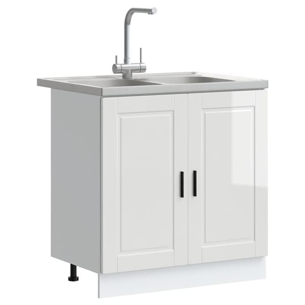 vidaXL Set om 2 Högblank vit Konstruerat trä 80x46x81.5 cm