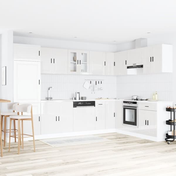 vidaXL Set om 2 Högblank vit Konstruerat trä 80x46x81.5 cm