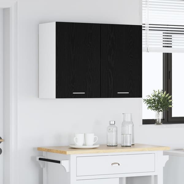 vidaXL Musta Tammi Riippukaappi - 80x31x60 cm - Valmistettu Teknisestä Puusta
