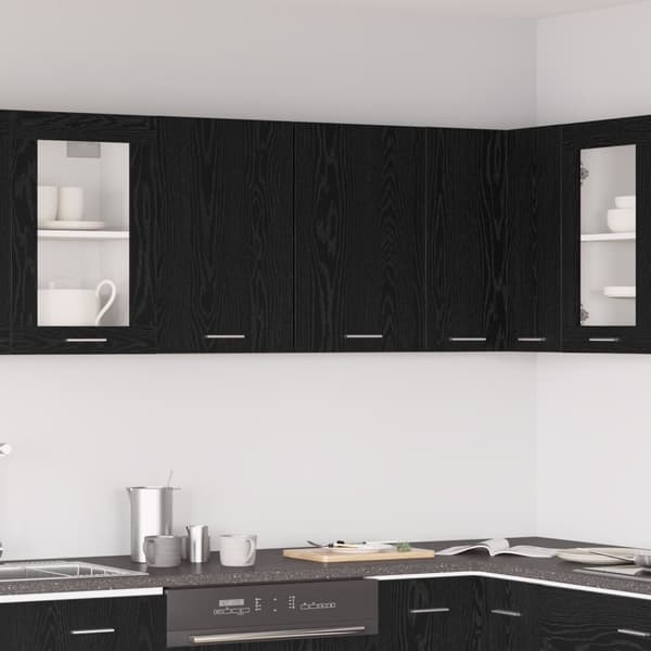 vidaXL Musta Tammi Riippukaappi - 80x31x60 cm - Valmistettu Teknisestä Puusta