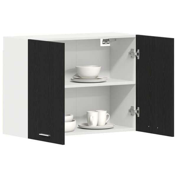 vidaXL Musta Tammi Riippukaappi - 80x31x60 cm - Valmistettu Teknisestä Puusta