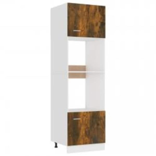 vidaXL Skåp för mikrovågsugn rökfärgad ek 60x57x207 cm konstruerat trä