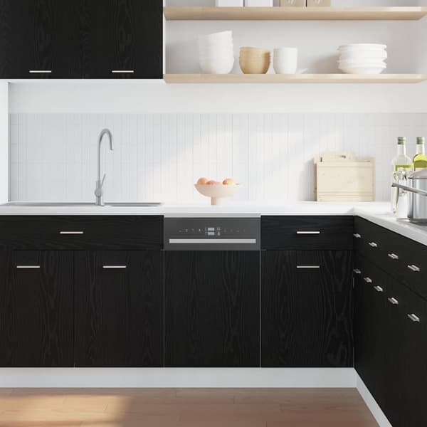 vidaXL Oppvaskmaskin panel "Lyon" svart eik 45x1,5x67 cm