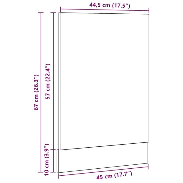 vidaXL Oppvaskmaskin panel "Lyon" svart eik 45x1,5x67 cm