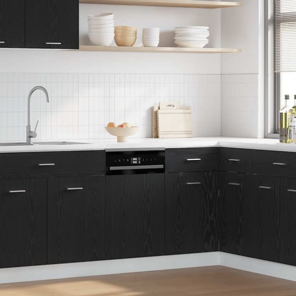 vidaXL Oppvaskmaskin panel "Lyon" svart eik 45x1,5x67 cm