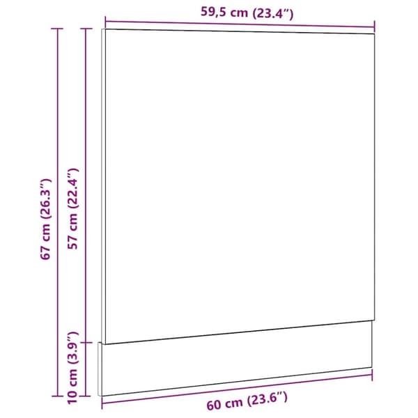 vidaXL låge til opvaskemaskine 60x1,5x67 cm konstrueret træ sort-eg