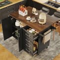 Miniatyrbild 1 av 6: Köksvagn, fasade dörrar, köksskåp, träbricka, svart