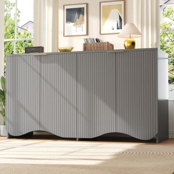 Buffé (140×40×85cm) köksskap, design i vågform, grå