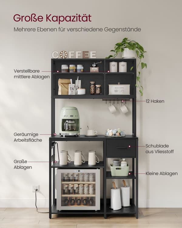 Køkkenhylde, VASAGLE KKS027K02, 40x100 cm, Sort