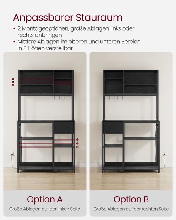 Køkkenhylde, VASAGLE KKS027K02, 40x100 cm, Sort
