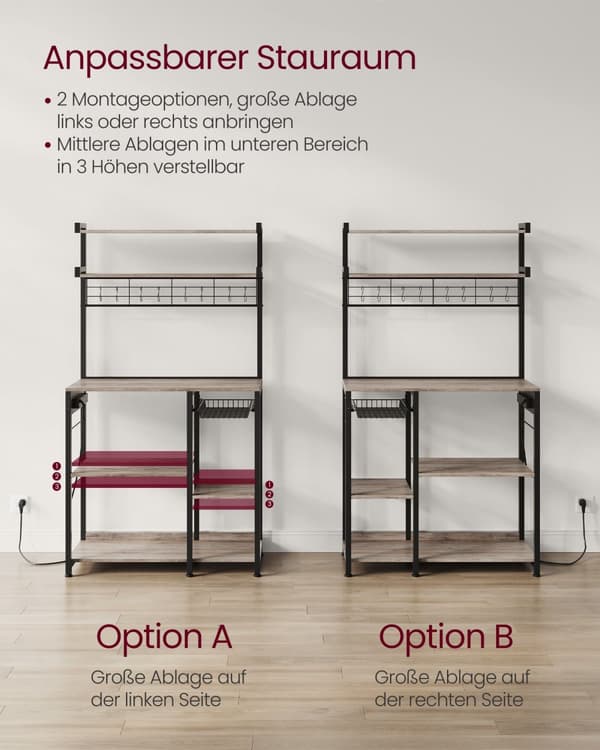 Köksregal, VASAGLE, 40x90x165,5 cm, Greige.