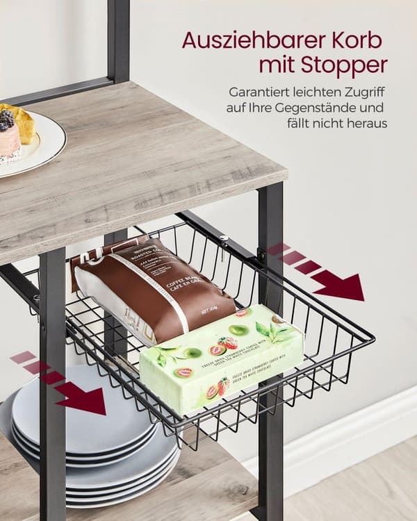 Stående hylla, VASAGLE KKS026B01, 90x42 cm, Greige-Svart