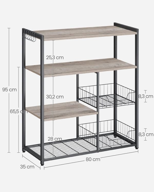 Standhylde, VASAGLE, 80x35x95 cm, Sort