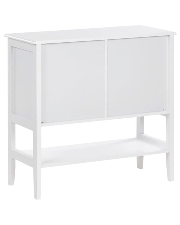 Kommode Hvid Blank MDF med Sort Mat og Guld Metalben 120 x 40 x 82 cm 2 Låger Opbevaring Moderne Stil Minimalistisk Indgraveret Mønster Dekor