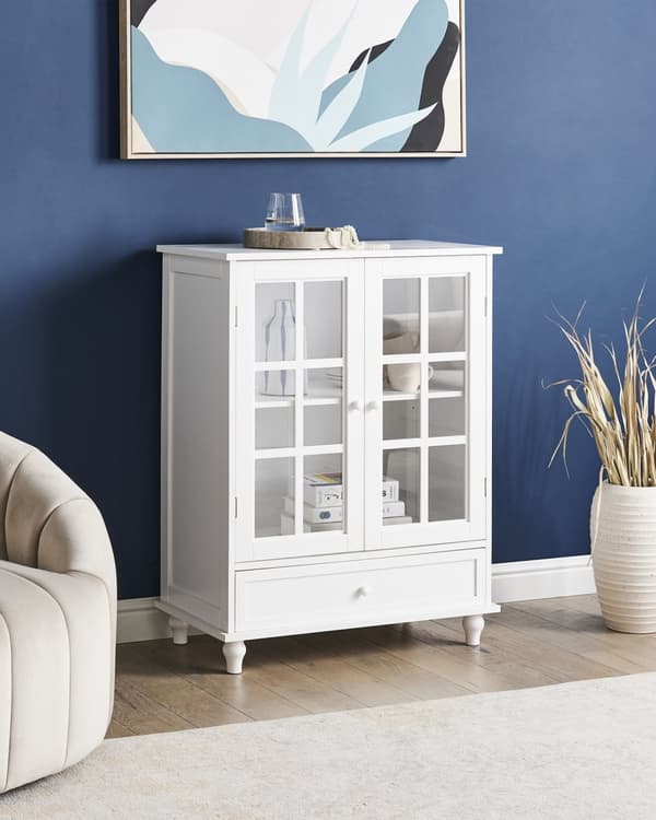 Kommode Hvid Blank MDF med Sort Mat og Guld Metalben 120 x 40 x 82 cm 2 Låger Opbevaring Moderne Stil Minimalistisk Indgraveret Mønster Dekor