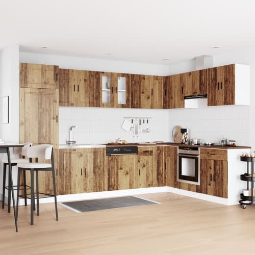 Handfatsunderskåp "Porto" med handfat Gamla trä 80x46x84,5 cm Konstruerat trä
