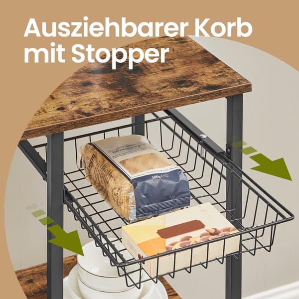 Keukenplank, staande plank, bakkersplank met metalen mand