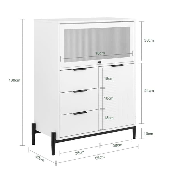 Køkkenskab, FSB94-W, 86x40x108 cm, Hvid