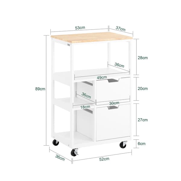 Keittiön tarjoiluvaunu, FKW111-WN, 53x37x89 cm, Valkoinen