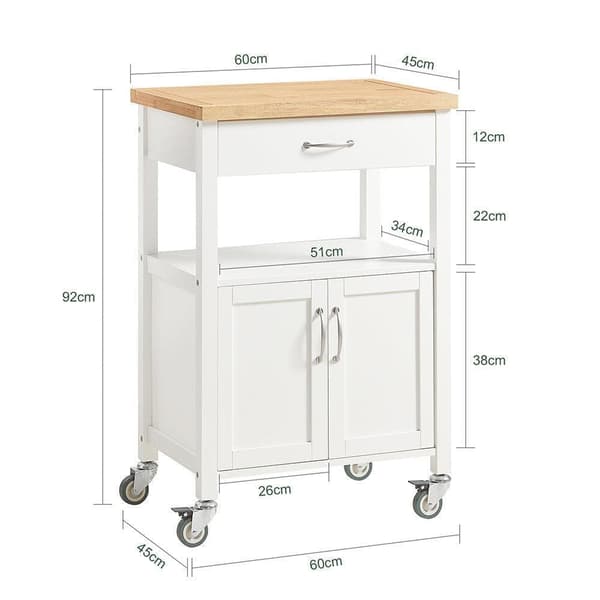 Serveringsvogn, FKW22-WN, 60x45x92 cm, Hvid
