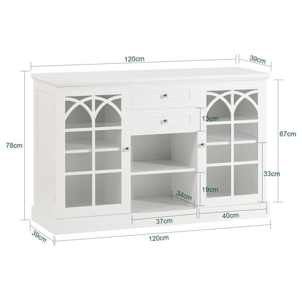 Buffet Sideboard, FSB79-W, 120x39x78 cm, Hvid