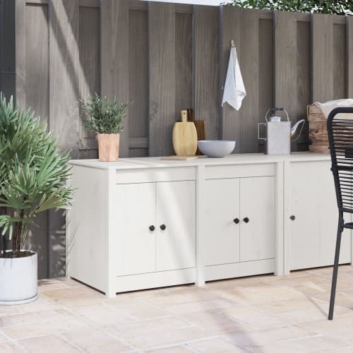 Utomhuskökskåp Vit 106x55x64 cm Massivt furu