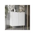 Miniatyrbild 4 av 6: Buffé 2 dörrar, blommönster, bränd lack, krocksäker hörndesign, 3 hyllor, 6 fack, 75L*40P*90H, vit
