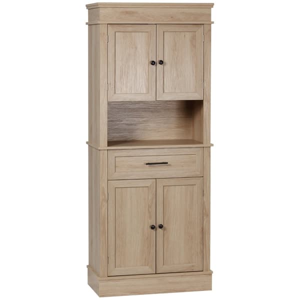 Rootz Kitchen Buffet Cabinet - Alsidig opbevaring - brunt skab - sofistikeret note - MDF, 74 cm x 39,5 cm x 183 cm