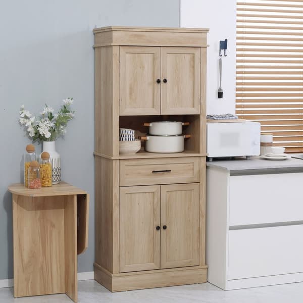 Rootz Kitchen Buffet Cabinet - Alsidig opbevaring - brunt skab - sofistikeret note - MDF, 74 cm x 39,5 cm x 183 cm