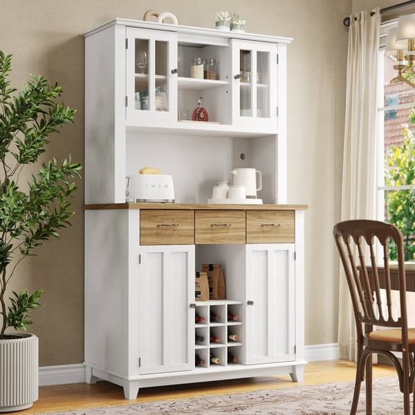 Rootz Kitchen Skab - Tall Cabinet - Vinhylde - LED -belysning - 106 x 40 x 179,5 cm - Justerbare hylder til alsidig opbevaring
