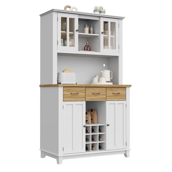 Rootz Kitchen Skab - Tall Cabinet - Vinhylde - LED -belysning - 106 x 40 x 179,5 cm - Justerbare hylder til alsidig opbevaring