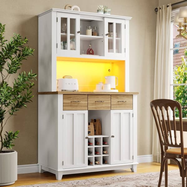 Rootz Kitchen Skab - Tall Cabinet - Vinhylde - LED -belysning - 106 x 40 x 179,5 cm - Justerbare hylder til alsidig opbevaring