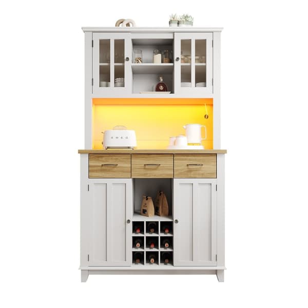 Rootz Kitchen Skab - Tall Cabinet - Vinhylde - LED -belysning - 106 x 40 x 179,5 cm - Justerbare hylder til alsidig opbevaring