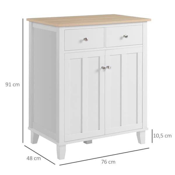 Rootz Kitchen Cabinet - Side Cabinet - Storage Cabinet - Landstil design - 76 x 48 x 91 cm - Hvid og brun