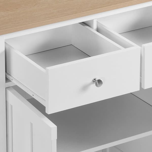 Rootz Kitchen Cabinet - Side Cabinet - Storage Cabinet - Landstil design - 76 x 48 x 91 cm - Hvid og brun