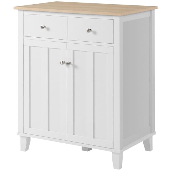 Rootz Kitchen Cabinet - Side Cabinet - Storage Cabinet - Landstil design - 76 x 48 x 91 cm - Hvid og brun