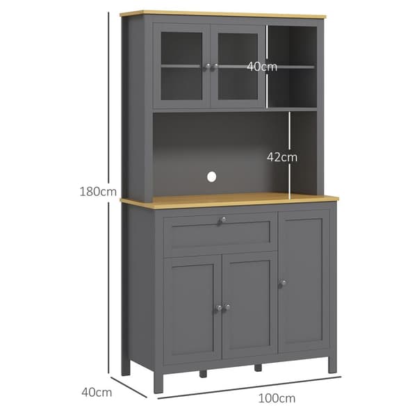 Rootz -keittiön kaapin buffet - ruokasalin esittely - harmaa säilytysyksikkö - runsaasti säilytystilaa - 100 cm x 40 cm x 180cm